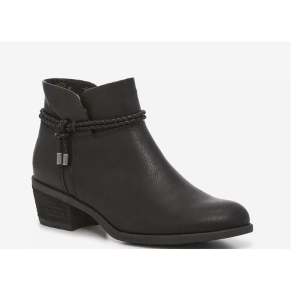 b.o.c. Lindsay Stacked Heel Bootie with Braided‎ Strap Detail Women's Size 6.5
